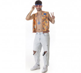 Kit Hippie Flowers para homem: colete e bandolete