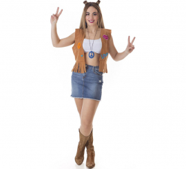 Brown Hippie Kit for Women: Vest and Headband