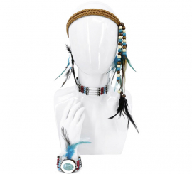 Kit Pena Indiana: Tiara, Colar e Pulseira
