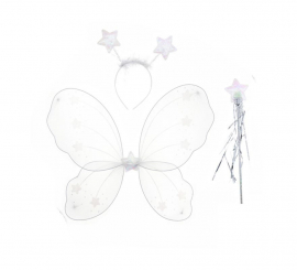 White Butterfly Kit: Headband, Wings and Wand 46X39 cm