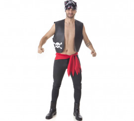 Kit Pirata para homem: Colete, Faixa e Cachecol