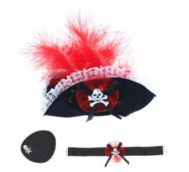 Pirate Kit for women: Hat, Necklace and Patch