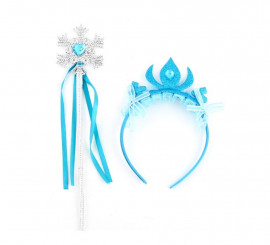 Kit Princesa do Gelo: Coroa e Varinha