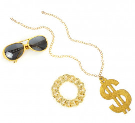 Extravagant Rapper Kit: Glasses, Necklace and Bracelet