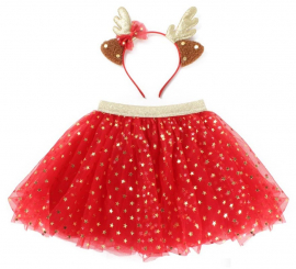 Kit infantil de renas de Natal: faixa de cabeça com tutu e chifres