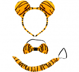 Kit Tigre de Bengala: Tiara, Laço e Cauda