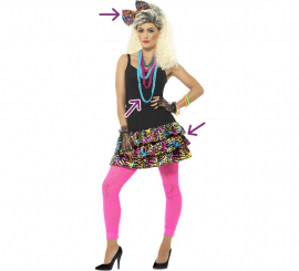 Kit festa dos anos 80: saia, laço e colar para mulheres