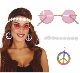 Hippie Kit: Headband, Glasses and Earrings