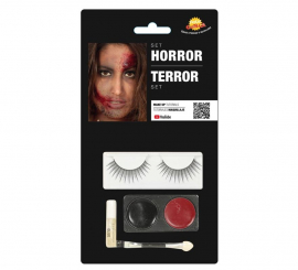 Makeup Kit: Black and Red, Eyelashes, Glue, Brush
