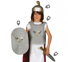 Kit romano: capacete, armadura, espada e escudo