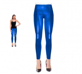 Leggings metálicas azul escuro para mulher