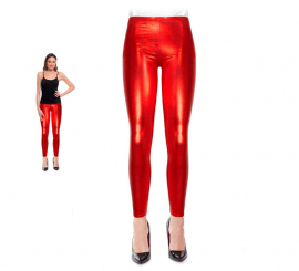 Leggings metálicas vermelhas para mulher