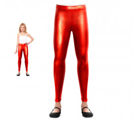 Red metallic leggings for girls