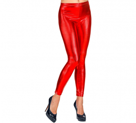 Leggings vermelhas metálicas para mulheres