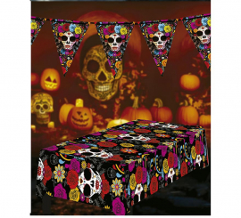 Colorful Catrina tablecloth 137x274 cm