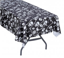 Bones black fabric tablecloth 177x134 cm