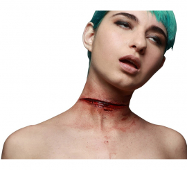 FXs de maquiagem cortados no pescoço de látex