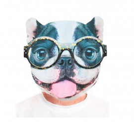 Máscara de Bulldog com estampa de língua rosa