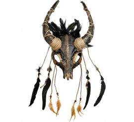 Shaman Skull Mask with Feathers