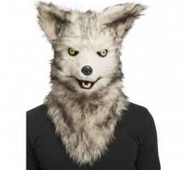 Máscara de lobo com mandíbula móvel