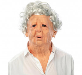 Máscara adulta de mulher velha com cabelos grisalhos