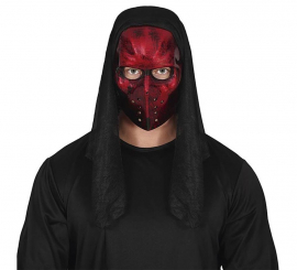 Red Hockey Killer Mask with pvc hood