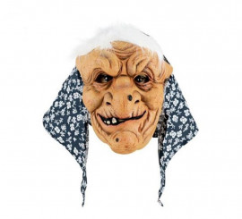 Máscara de bruxa látex para cabelos brancos