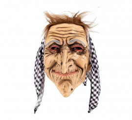 Máscara de bruxa de látex para cabelos castanhos