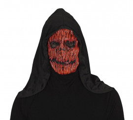 Red pumpkin mask with pvc hood