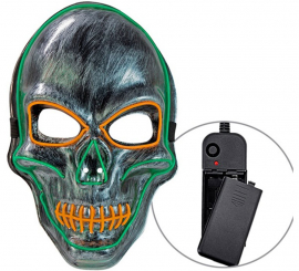 Máscara de Caveira Prateada com LEDs Coloridos
