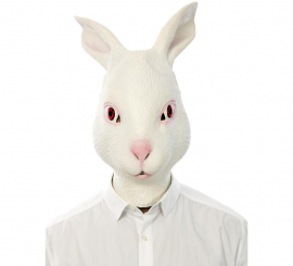 Máscara adulta de coelho branco assustador