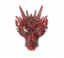 Máscara de Dragão Vermelho com Chifres