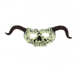 Máscara de esqueleto com chifre de meia face