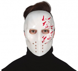 Máscara de hóquei branca com sangue de PVC