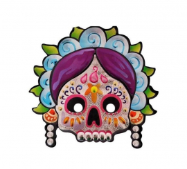 Máscara Feminina Metálica do Dia dos Mortos