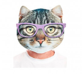 Cat with glasses print mask