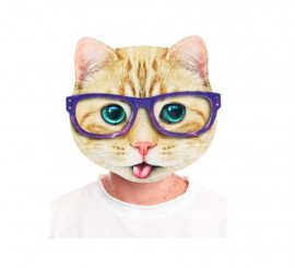 Cat mask blue glasses print