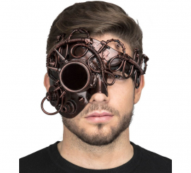 Máscara Steampunk marrom com monóculo