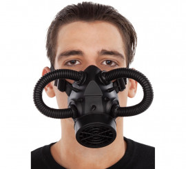 Black Steampunk Gas Mask with tubes
