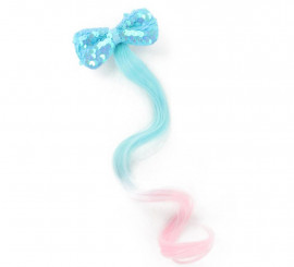 Fio com laço de lantejoulas azul e rosa