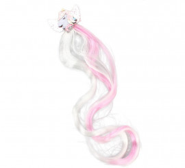 Tufo de unicórnio rosa e prateado com laço