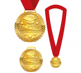 Medalha de parabéns com fita vermelha