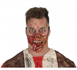 Meia máscara de caveira sangrenta de látex