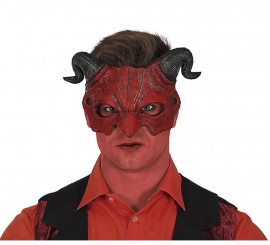 Meia máscara de espuma de demônio com chifres