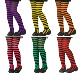 Meias-calças listradas para crianças em várias cores