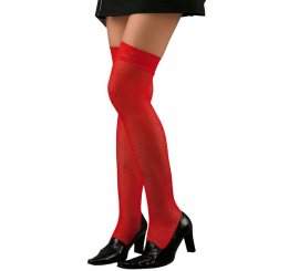 Meias arrastão vermelhas com liga