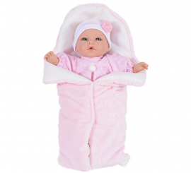 Boneca Bebe Leyre com trocador rosa 40 cm