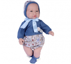 Boneca Alex renascida com vestido 45 cm azul marinho