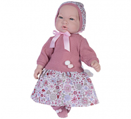 Boneca Alex renascida com vestido rosa claro de 45 cm