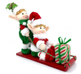 Christmas Elf Dolls with Sleigh and Gifts 30 cm